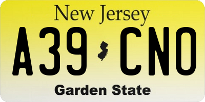 NJ license plate A39CNO