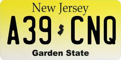NJ license plate A39CNQ