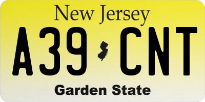 NJ license plate A39CNT