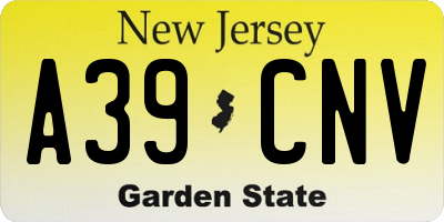 NJ license plate A39CNV
