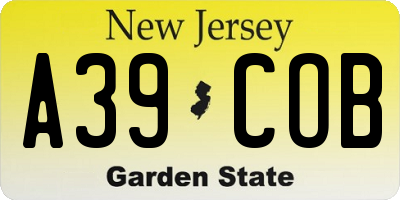 NJ license plate A39COB