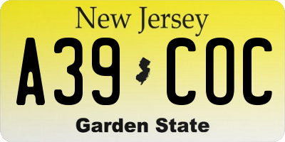 NJ license plate A39COC