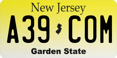 NJ license plate A39COM