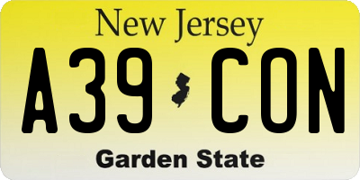 NJ license plate A39CON