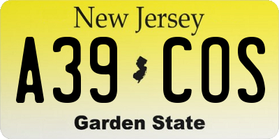 NJ license plate A39COS