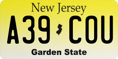 NJ license plate A39COU