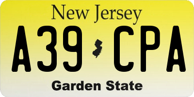 NJ license plate A39CPA