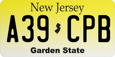 NJ license plate A39CPB