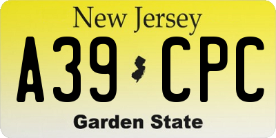 NJ license plate A39CPC