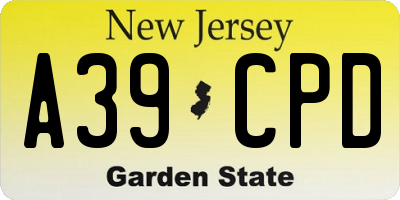 NJ license plate A39CPD