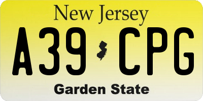 NJ license plate A39CPG