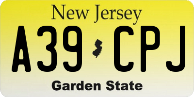 NJ license plate A39CPJ