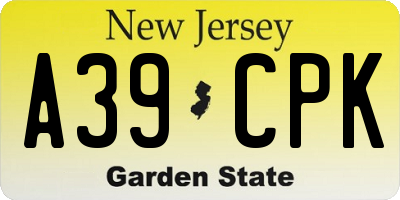NJ license plate A39CPK