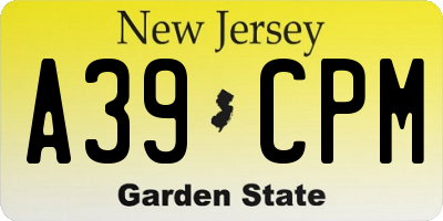 NJ license plate A39CPM