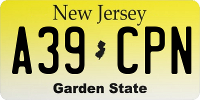 NJ license plate A39CPN
