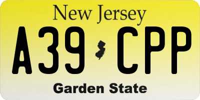 NJ license plate A39CPP