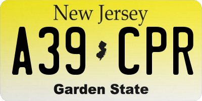 NJ license plate A39CPR