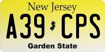 NJ license plate A39CPS