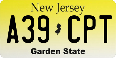 NJ license plate A39CPT
