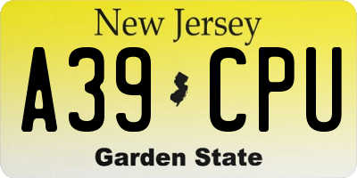 NJ license plate A39CPU