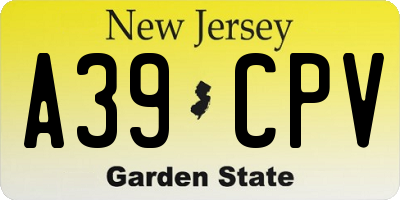 NJ license plate A39CPV