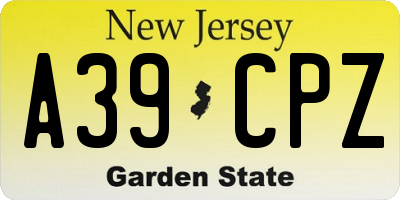 NJ license plate A39CPZ