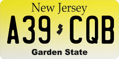 NJ license plate A39CQB