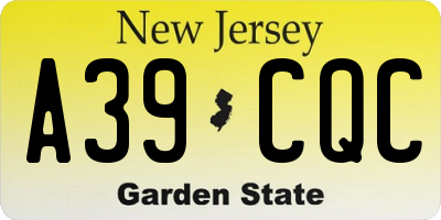 NJ license plate A39CQC