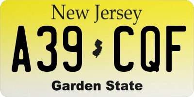 NJ license plate A39CQF