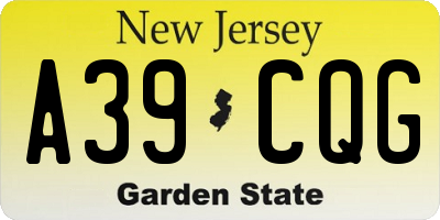NJ license plate A39CQG
