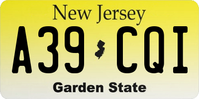 NJ license plate A39CQI