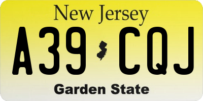 NJ license plate A39CQJ