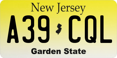 NJ license plate A39CQL