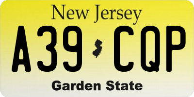 NJ license plate A39CQP