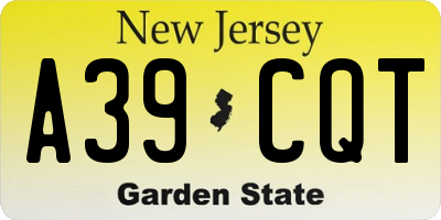 NJ license plate A39CQT