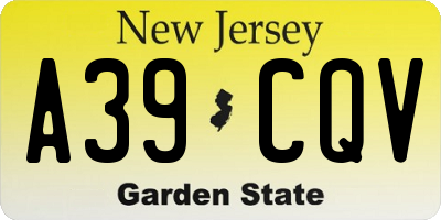 NJ license plate A39CQV