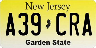 NJ license plate A39CRA