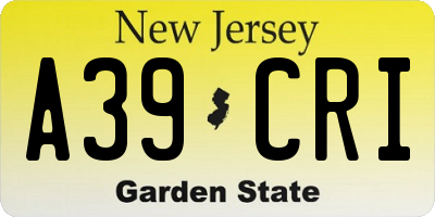 NJ license plate A39CRI
