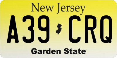 NJ license plate A39CRQ