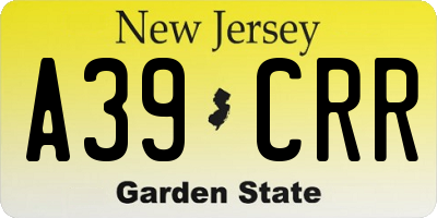 NJ license plate A39CRR