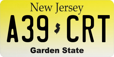 NJ license plate A39CRT