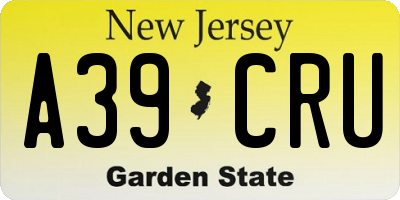 NJ license plate A39CRU
