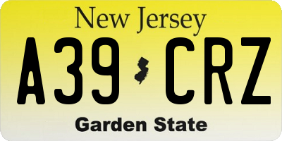 NJ license plate A39CRZ