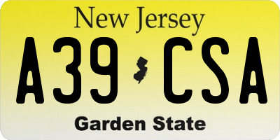NJ license plate A39CSA