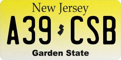 NJ license plate A39CSB