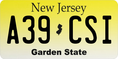 NJ license plate A39CSI
