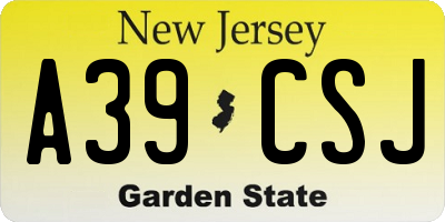NJ license plate A39CSJ