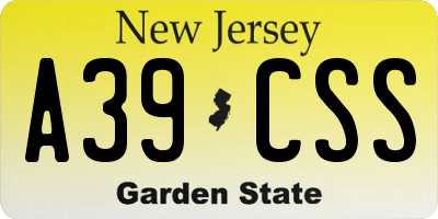 NJ license plate A39CSS