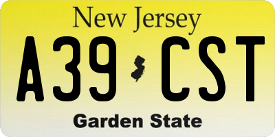 NJ license plate A39CST