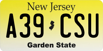 NJ license plate A39CSU